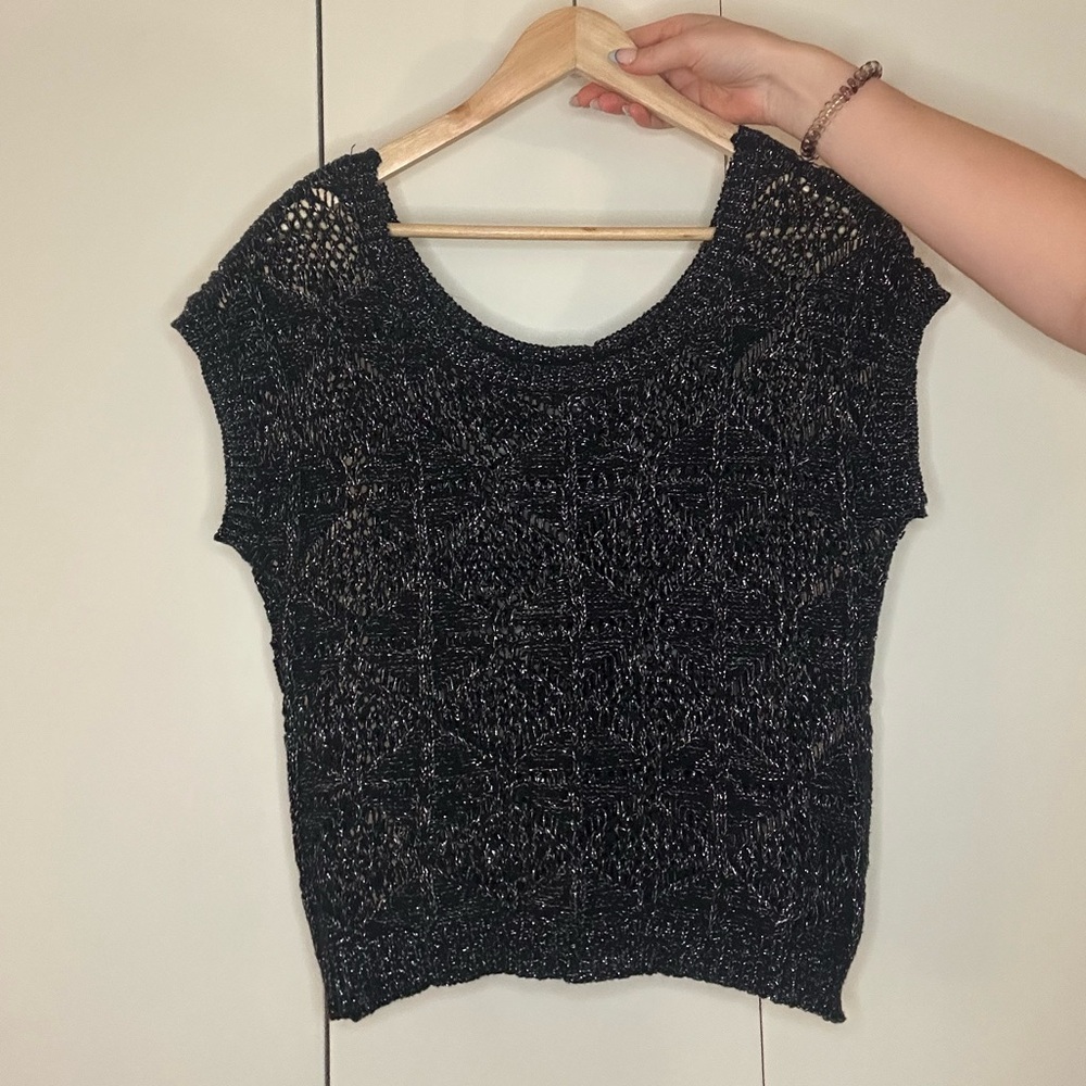 Black and Silver Knit Top